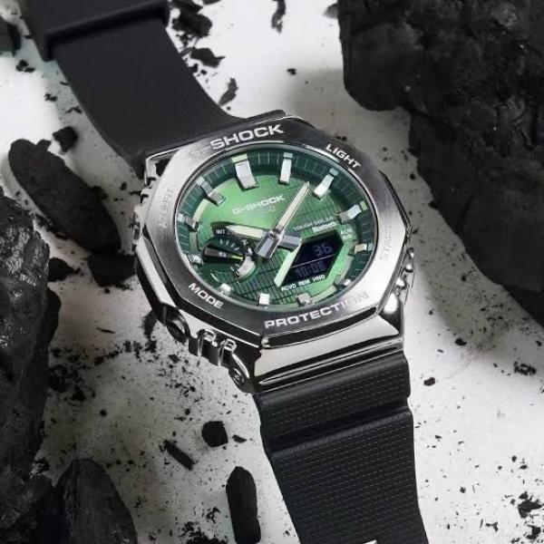 Gshock GM2100 Black Green Leather