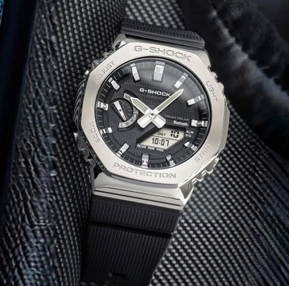 Gshock GM2100 Silver Black Leather