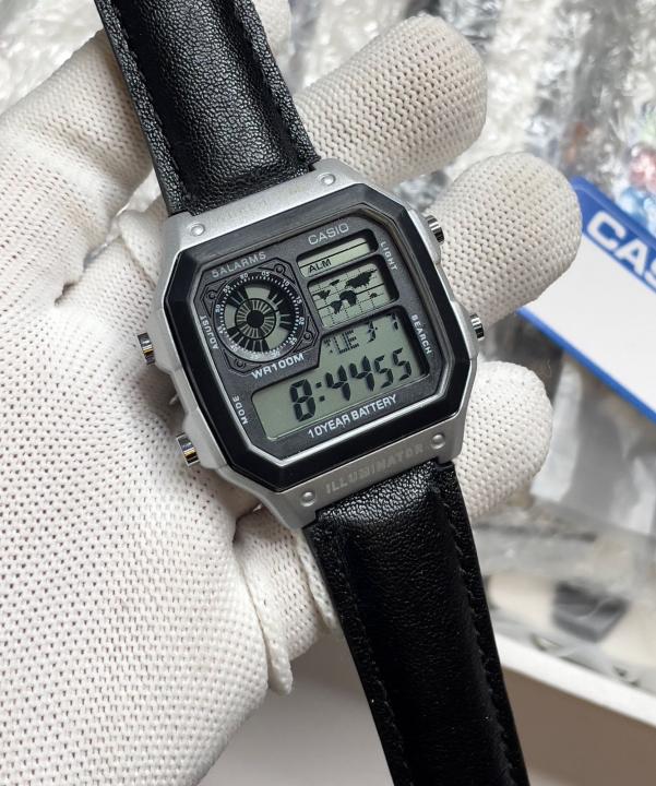 Casio premium black leather belt