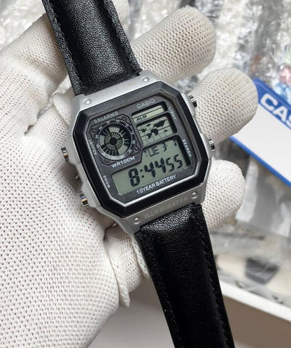 Casio premium black leather belt