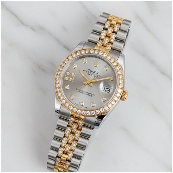 Rolex diamond two tone gold silver