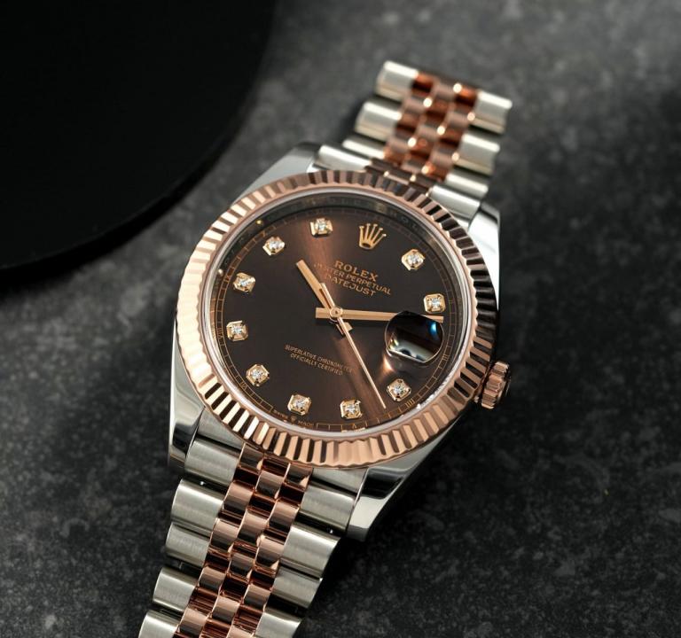 Rolex Oyster perpetual two tone chocolate brown diamond