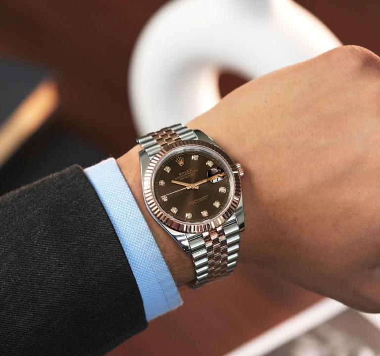 Rolex Oyster perpetual two tone chocolate brown diamond