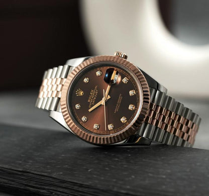 Rolex Oyster perpetual two tone chocolate brown diamond