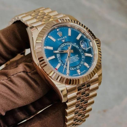 Rolex Sky Dweller gold chain