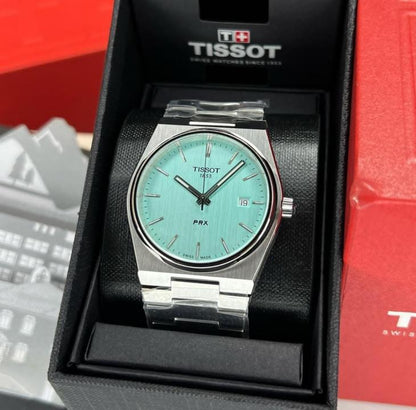 Tissot Prx silver with aqua dial