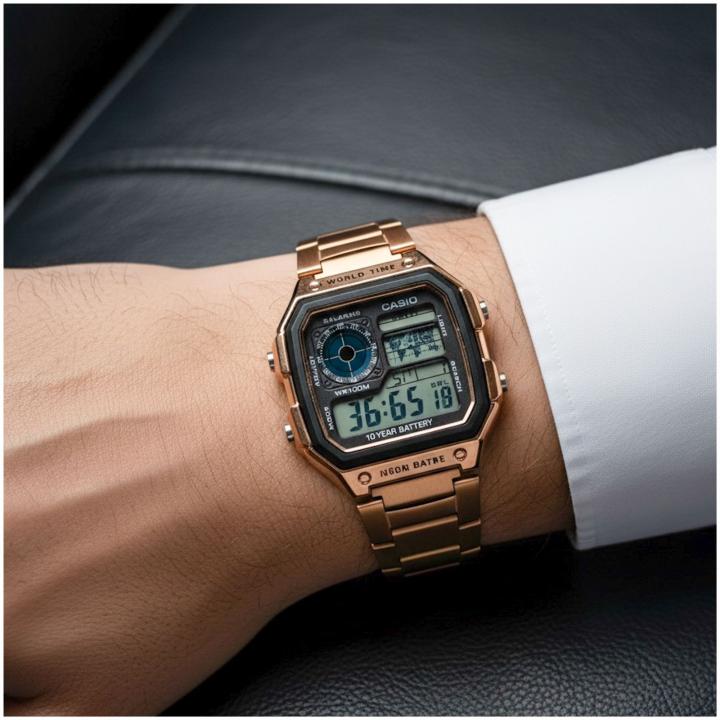 Casio rose gold with black dial
