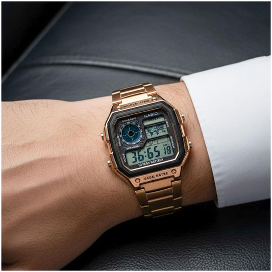 Casio rose gold with black dial