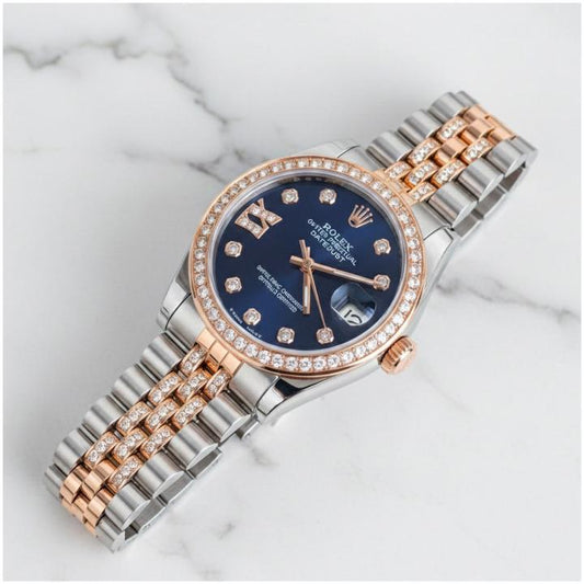 Rolex diamond two tone blue