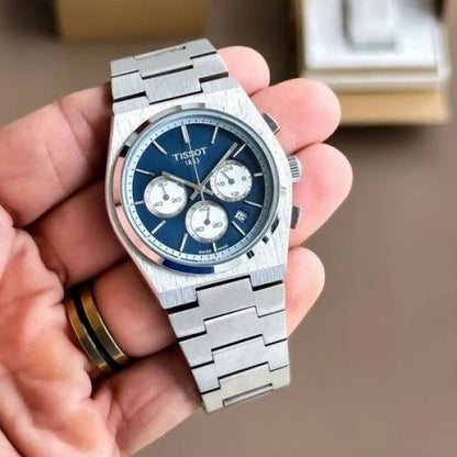 Tissot Prx chronograph silver blue