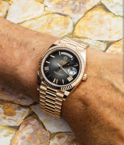 Rolex Oyster Rose Gold Gun dial