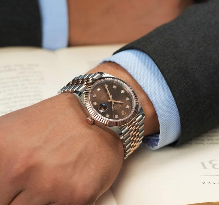 Rolex Oyster perpetual two tone chocolate brown diamond