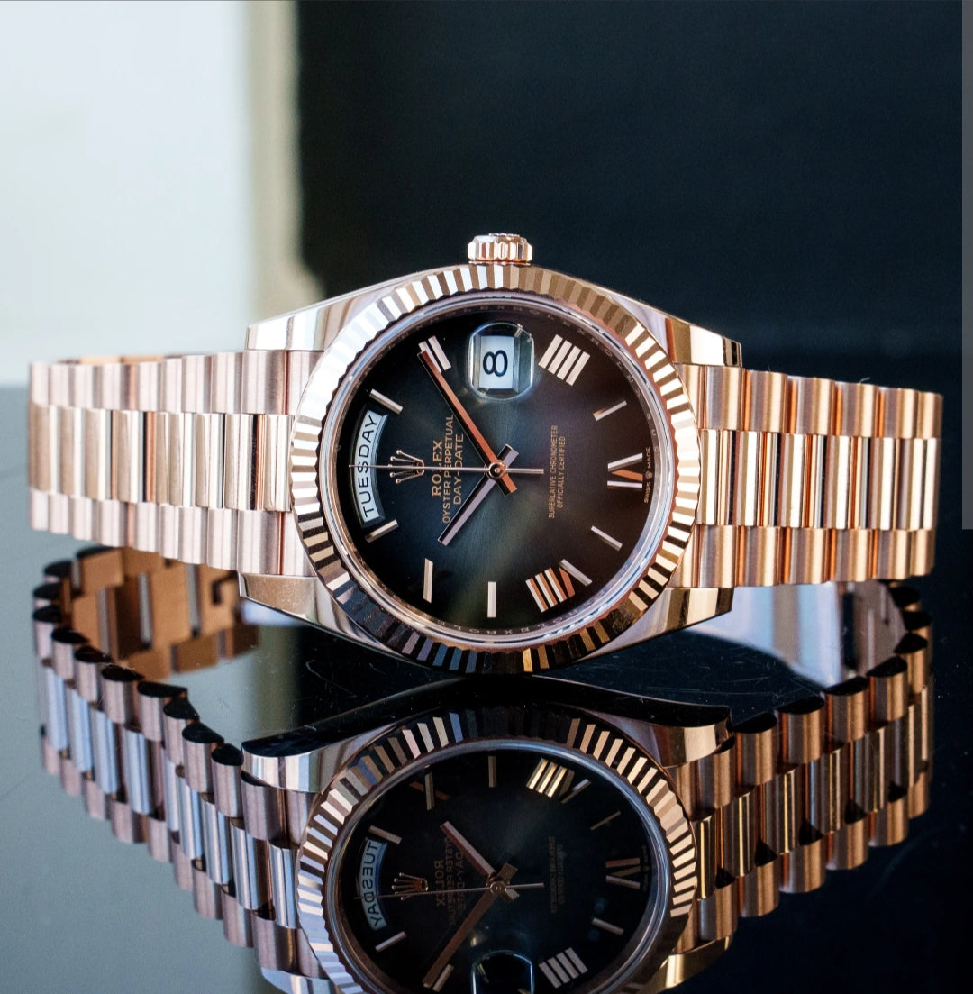 Rolex Oyster Rose Gold Gun dial
